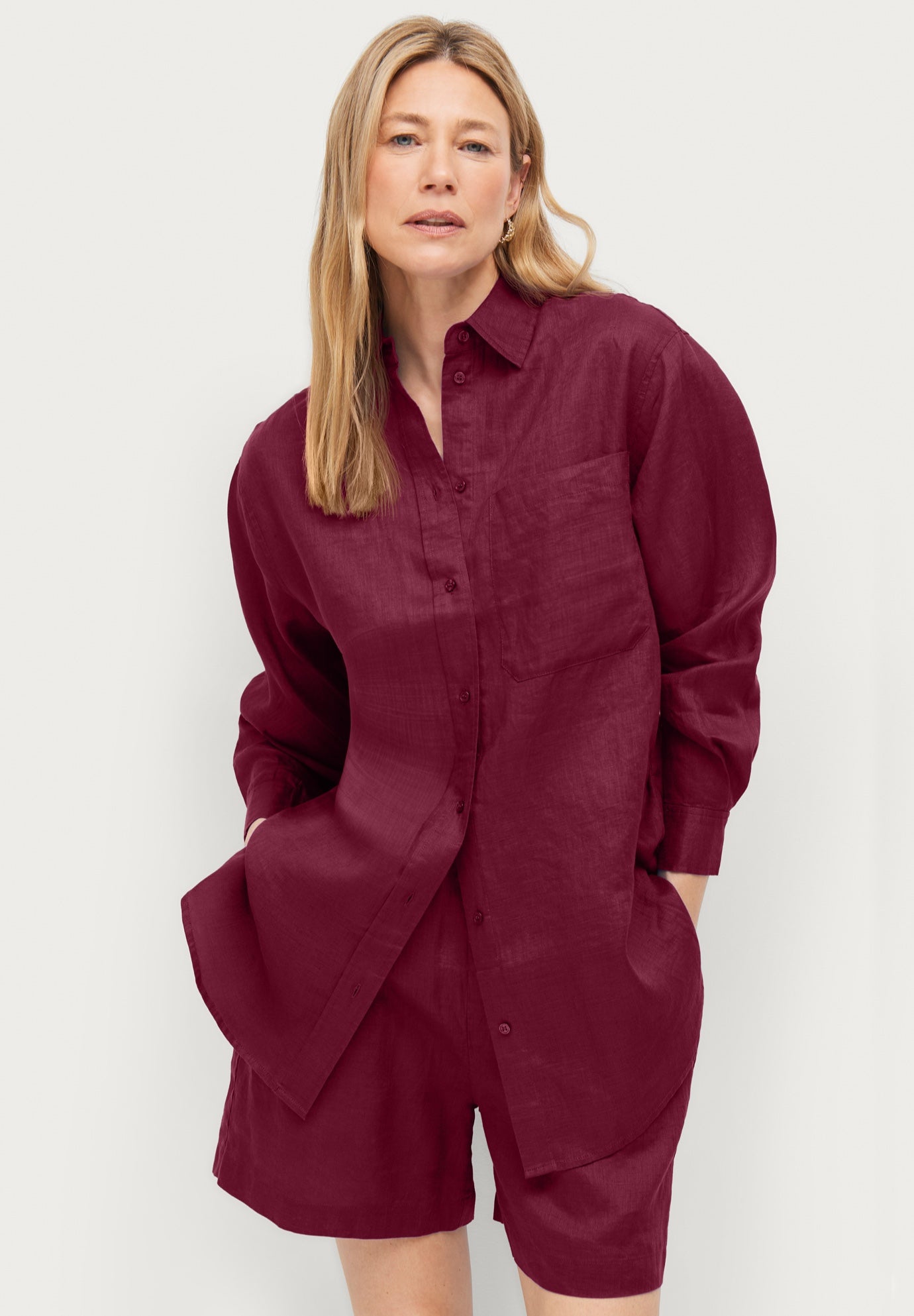 Linen-Blend Elastic Waist Shorts image number 0