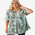 Short Sleeve Inverted V-Neck Trapeze Tunic image number 0