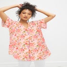 Short Sleeve Inverted V-Neck Trapeze Tunic image number 0