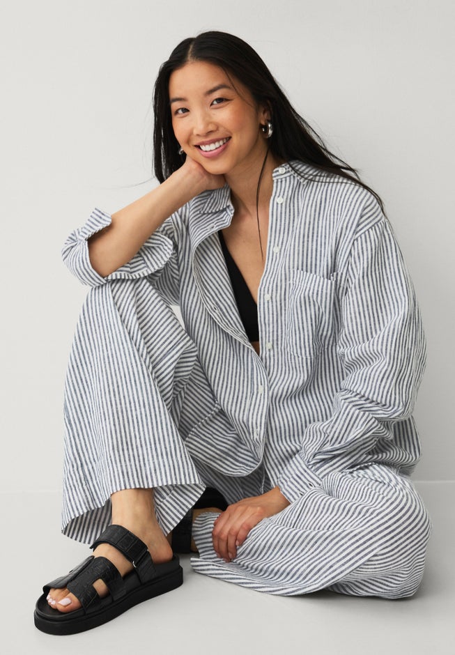 Oversized Linen-Blend Boyfriend Shirt image number 4