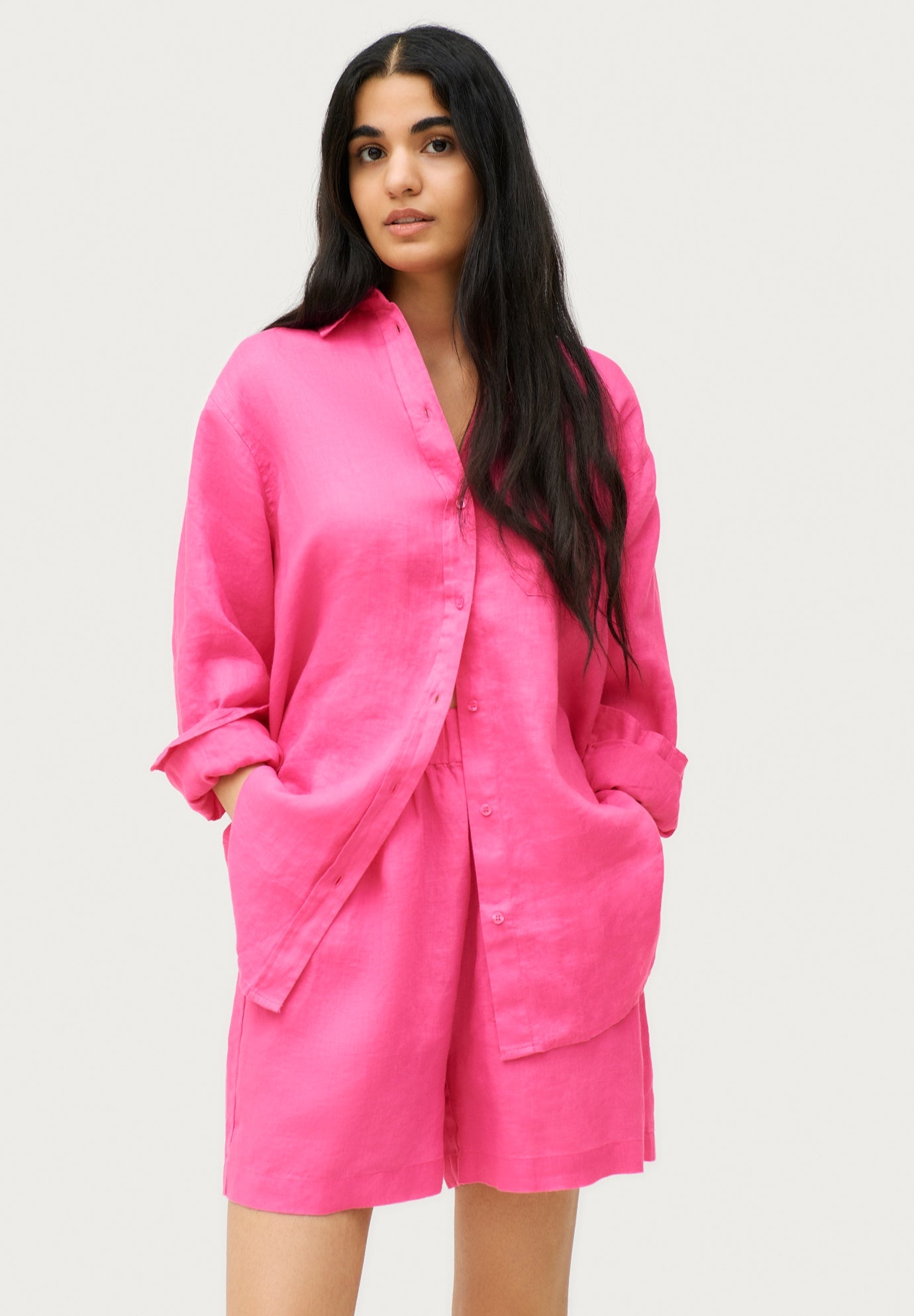 Oversized Linen-Blend Boyfriend Shirt image number 0