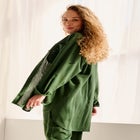 Oversized Linen-Blend Boyfriend Shirt image number null