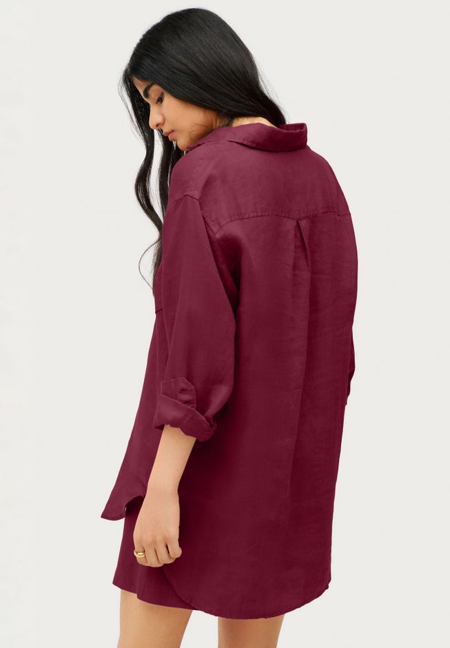 Oversized Linen-Blend Boyfriend Shirt image number 1