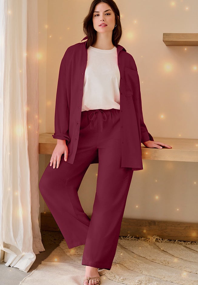 Oversized Linen-Blend Boyfriend Shirt image number 2
