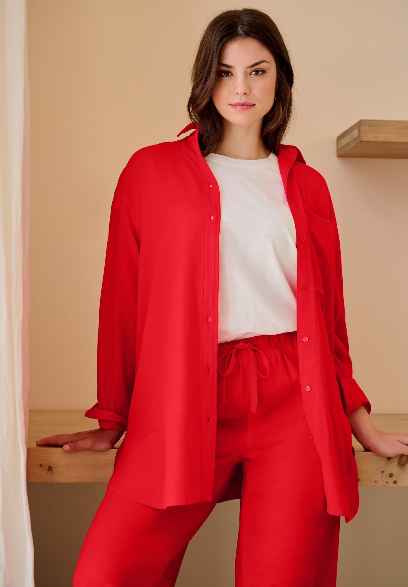Oversized Linen-Blend Boyfriend Shirt image number 0