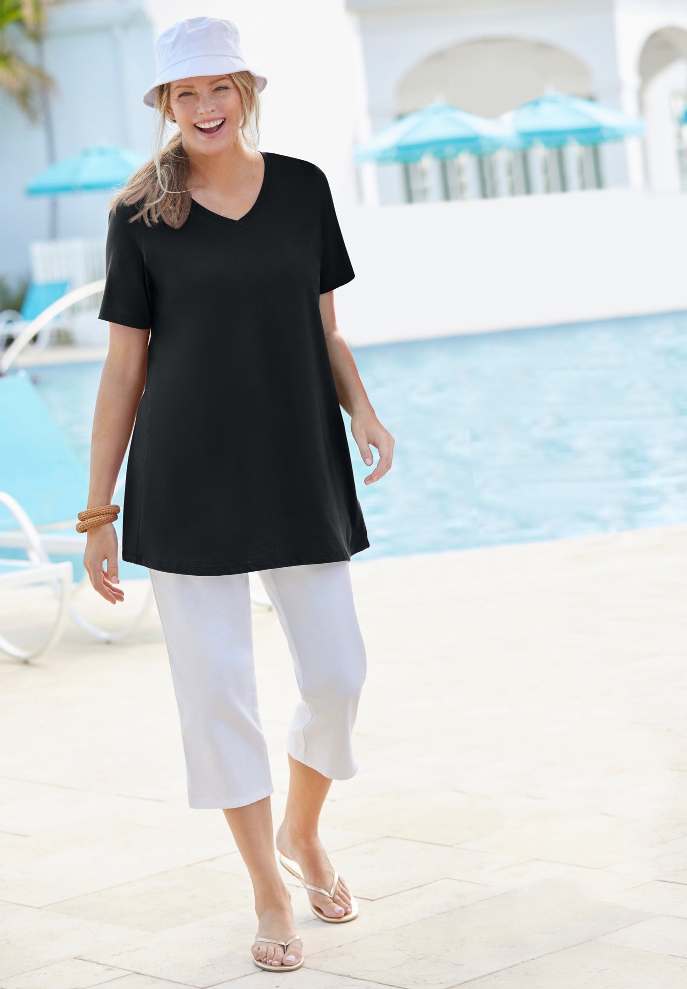Perfect Short-Sleeve V-Neck Tunic image number 4