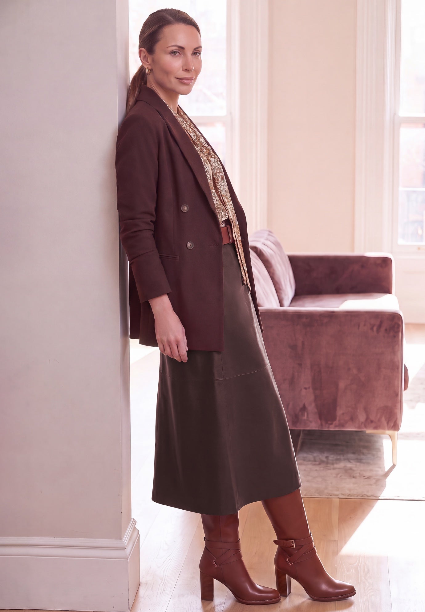 Faux Leather Midi Skirt image number 2
