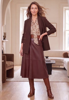 Faux Leather Midi Skirt