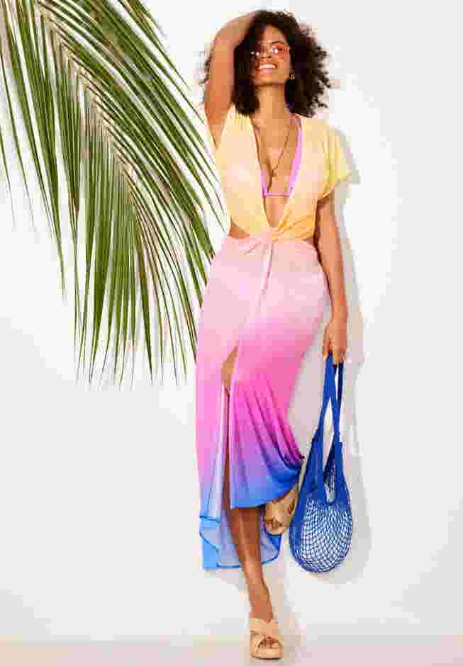 Twist Front Mesh Cut-Out Cover Up Dress image number 3