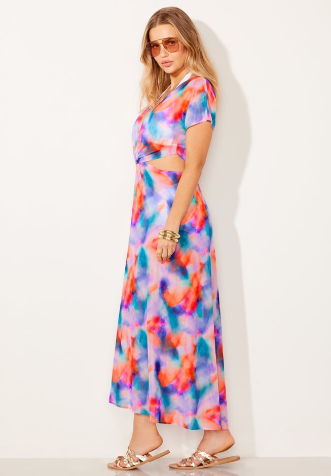 Twist Front Mesh Cut-Out Cover Up Dress image number 2