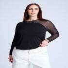 Mesh Combo Long Sleeve Top image number null