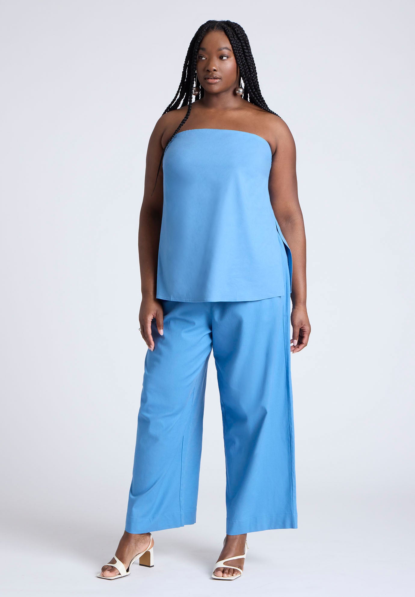 Linen Blend Column Tube Top image number 2