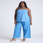 Linen Blend Column Tube Top image number null