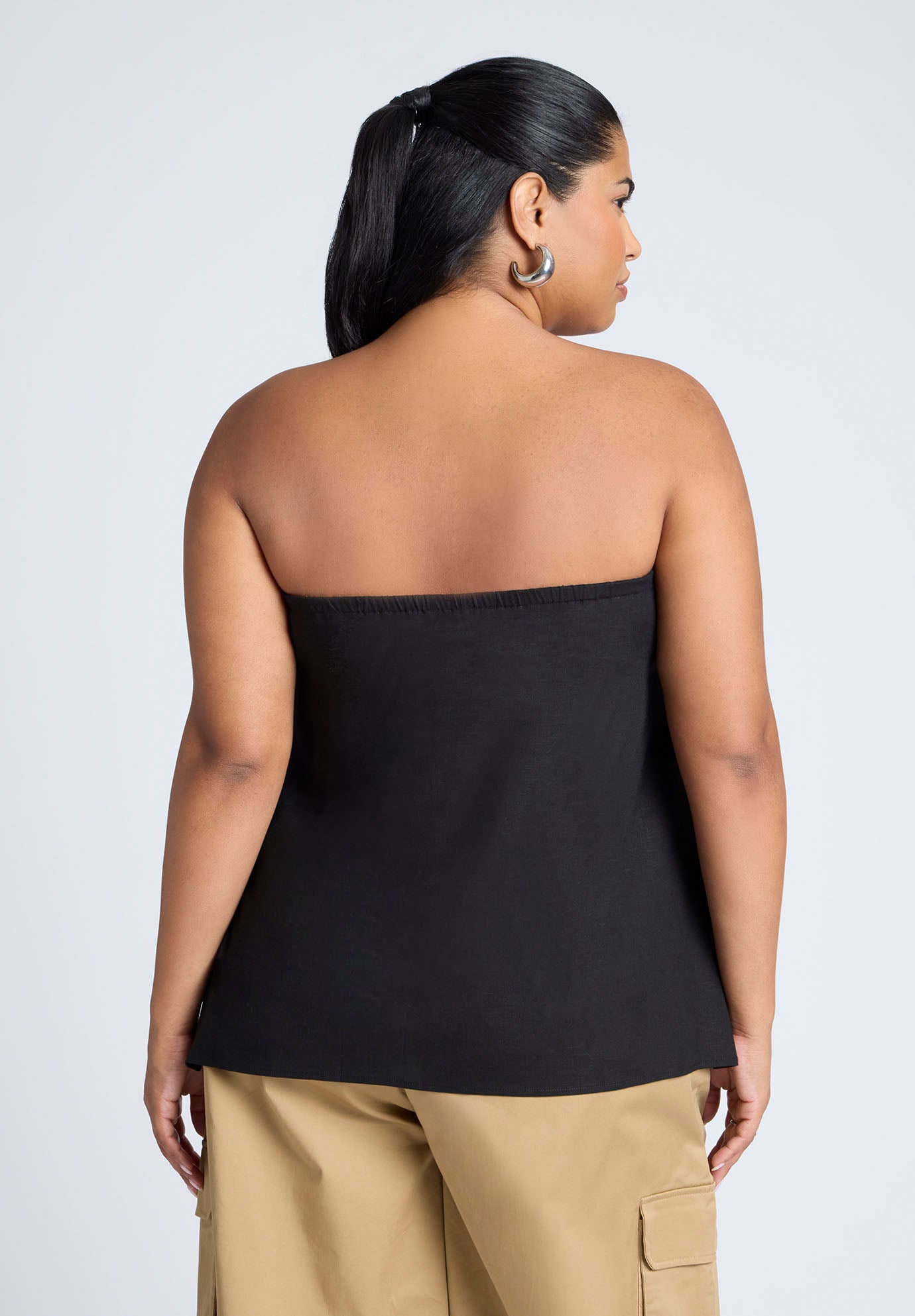 Linen Blend Column Tube Top image number 1