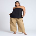 Linen Blend Column Tube Top image number null