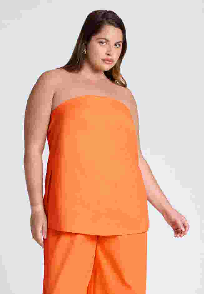 Linen Blend Column Tube Top image number 0