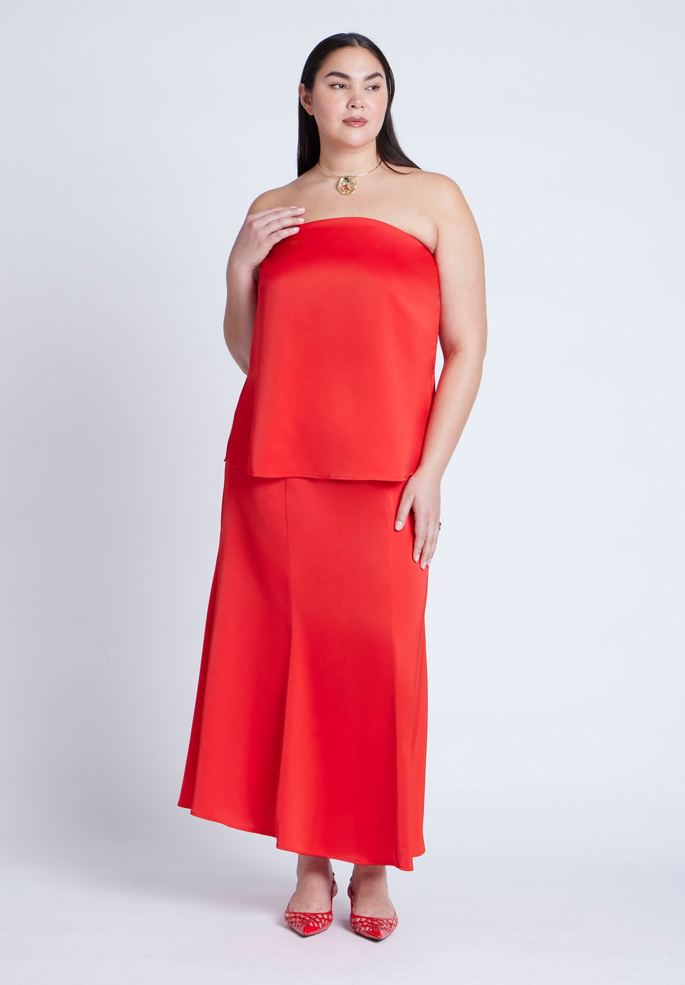 Column Satin Tube Top image number 2