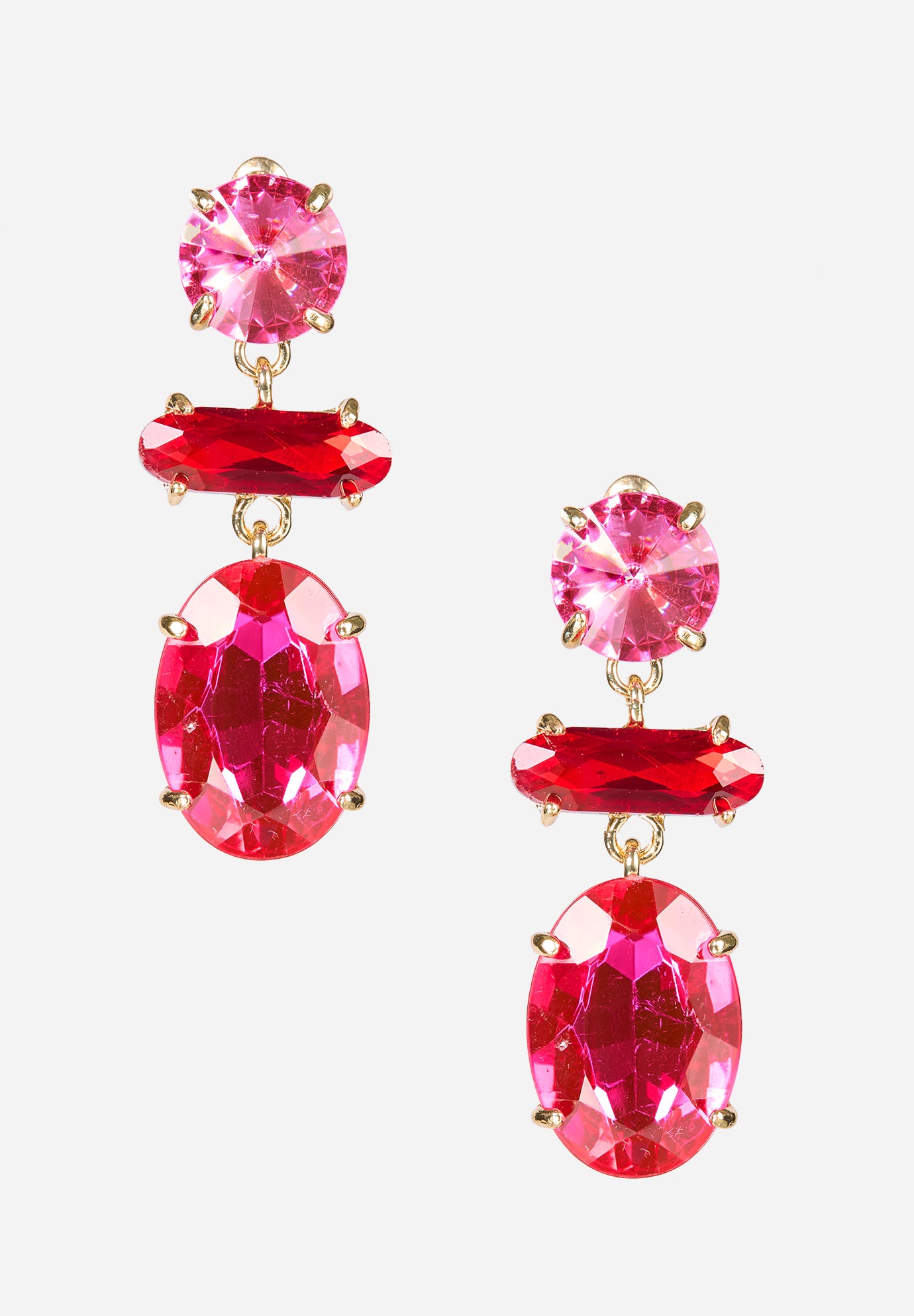 Three Gem Drop Earrings image number 0