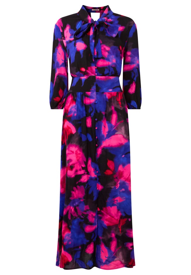 Tie Neck Printed Maxi Dress image number 5