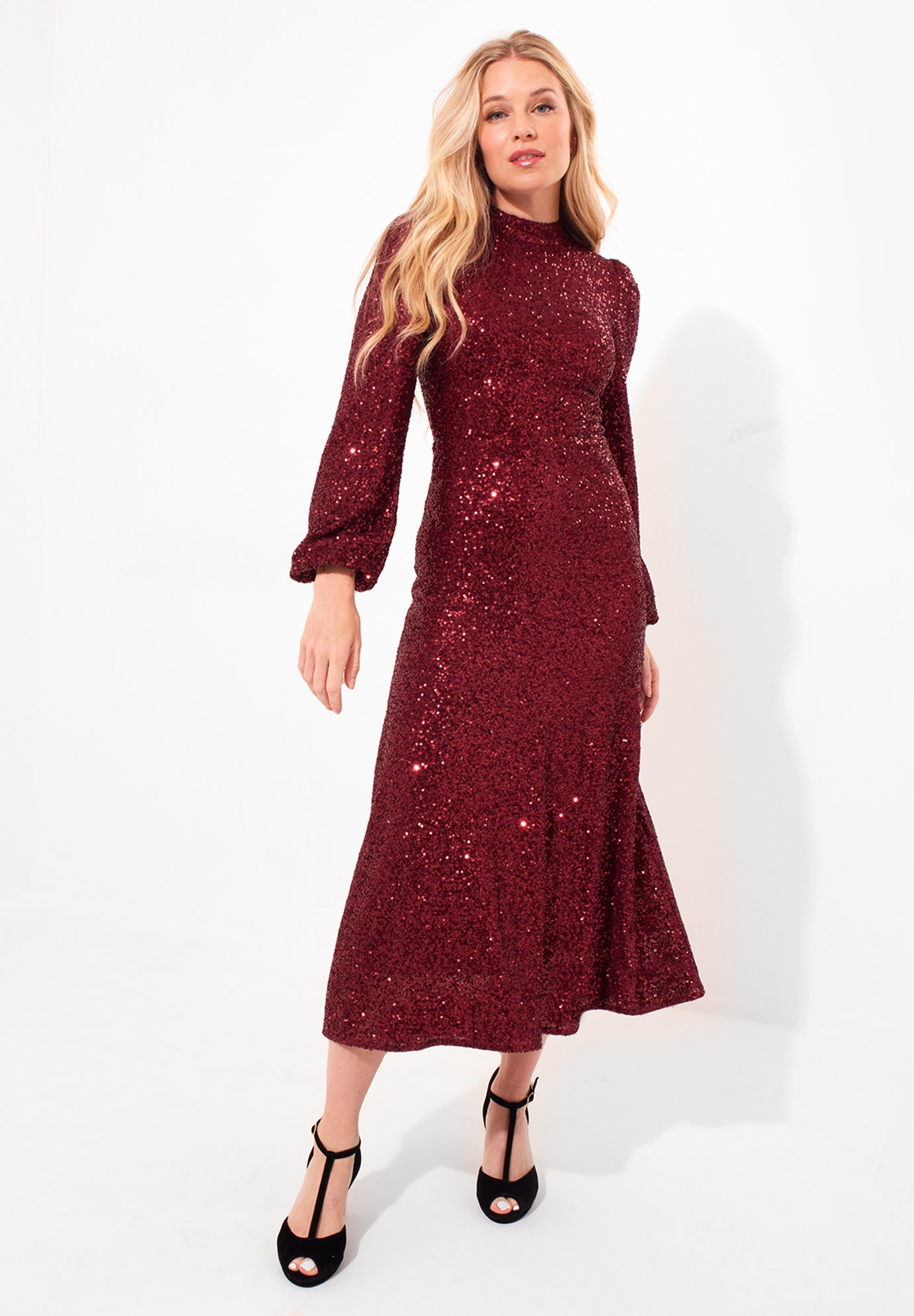 A-Line Sequin Midi Dress image number 2
