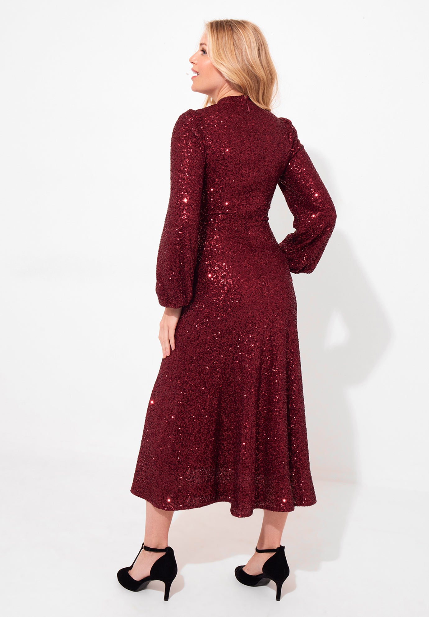 A-Line Sequin Midi Dress image number 4