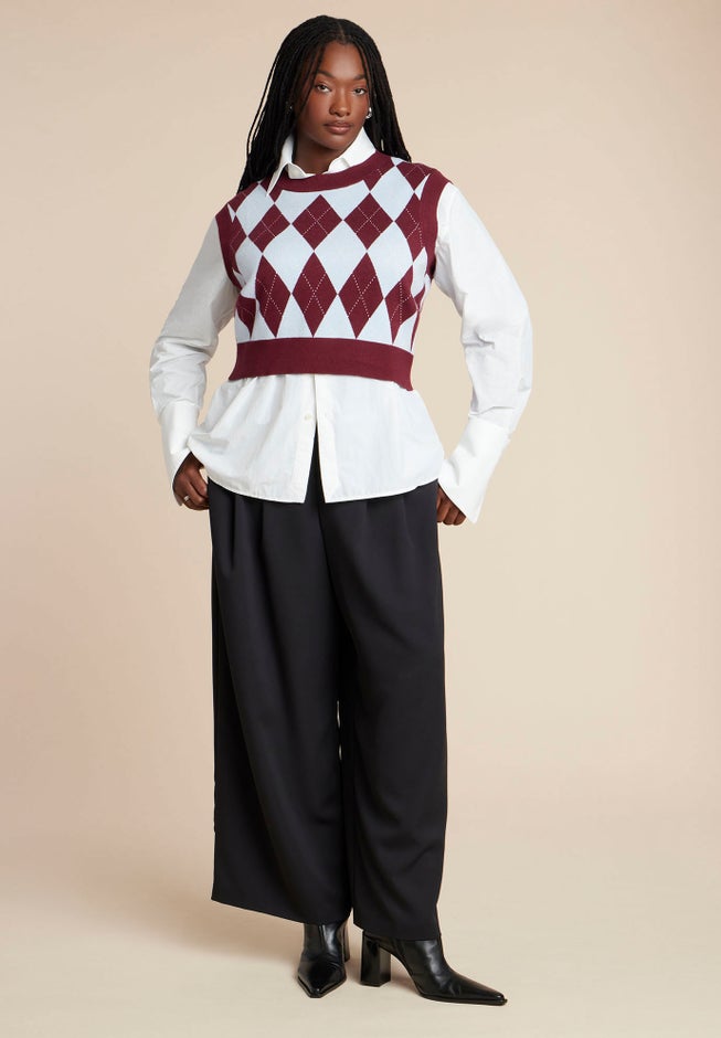 Intarsia Sweater Vest image number 3