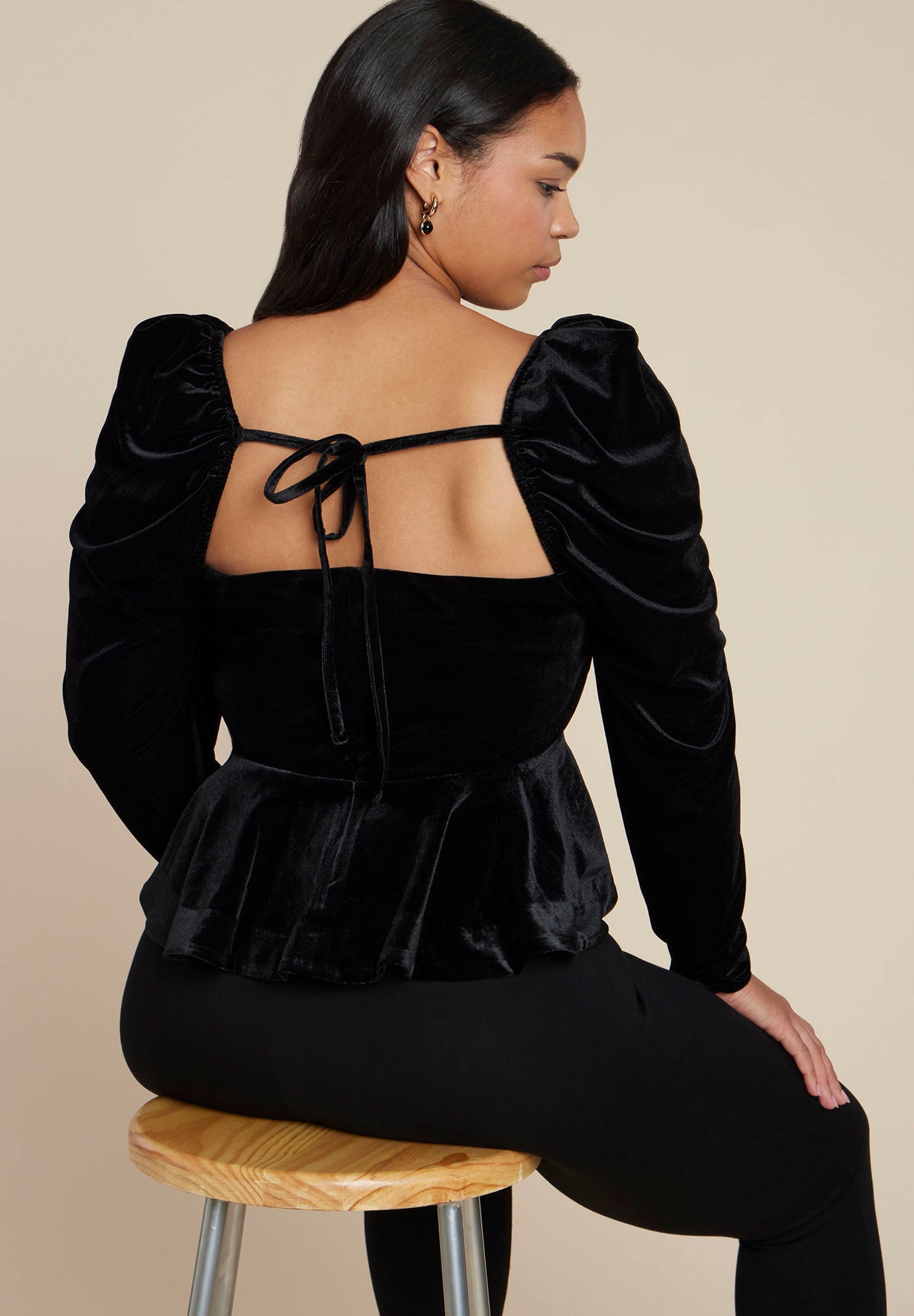 Velvet Peplum Top image number 1