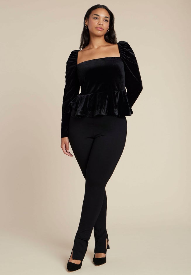 Velvet Peplum Top image number 3
