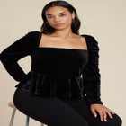 Velvet Peplum Top image number null