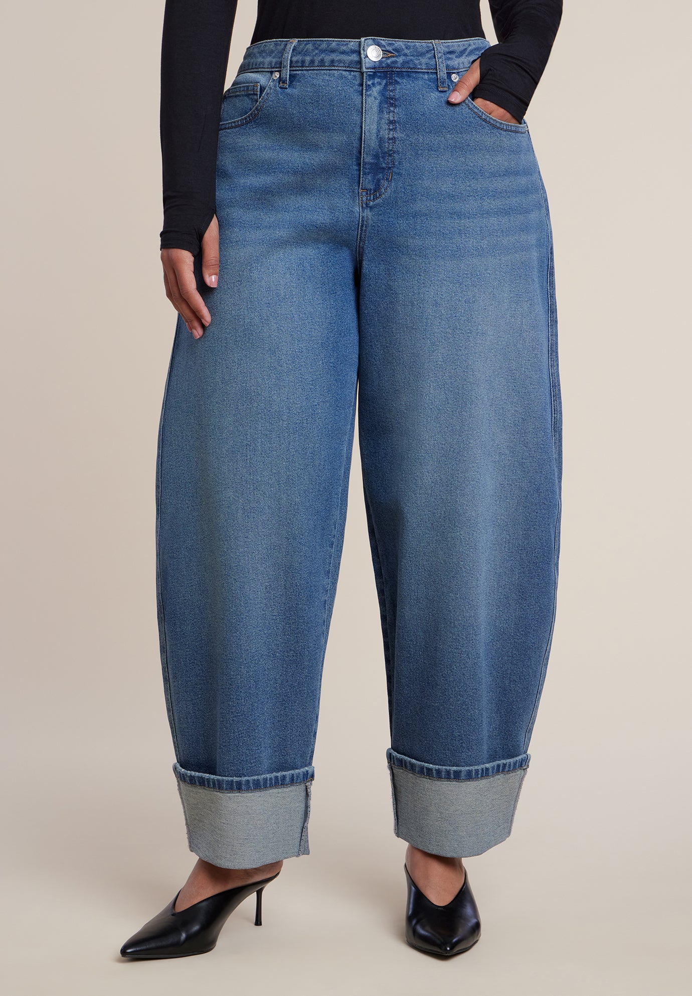 Cuffed Barrel-Leg Jean image number 1