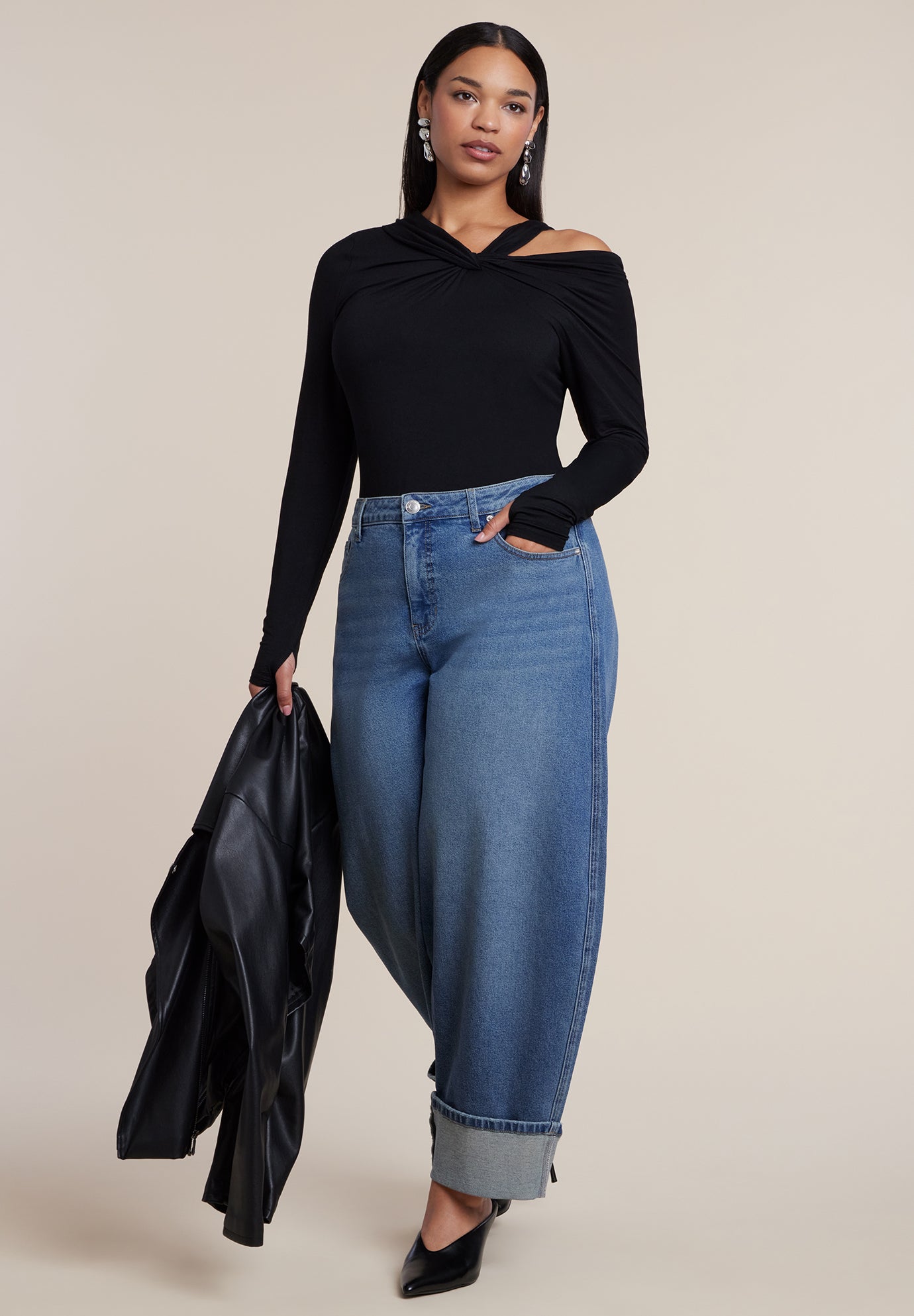 Cuffed Barrel-Leg Jean image number 0