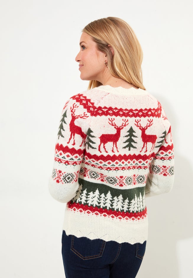 Novelty Reindeer Cardigan Sweater image number 5