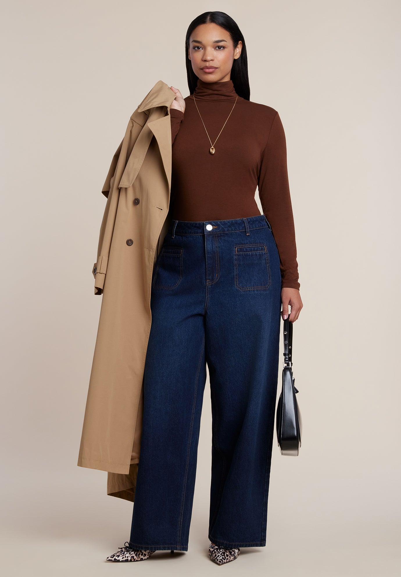 Adjustable Welt Pocket Wide-Leg Jean image number 3