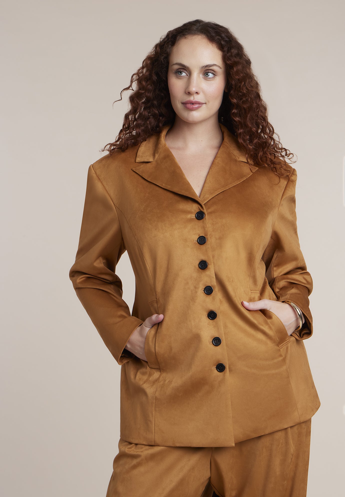 Faux Suede Fitted Jacket image number 0