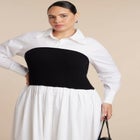 Sweater Twofer Shirt Dress image number null