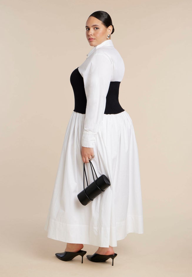 Sweater Twofer Shirt Dress image number 2