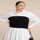 Sweater Twofer Shirt Dress image number null