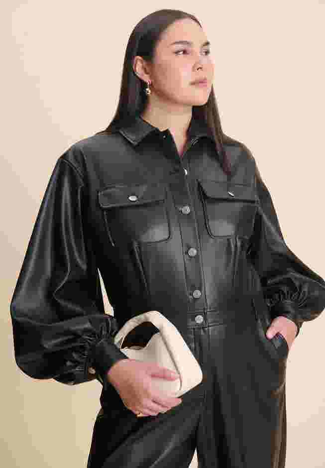 Faux Leather Straight Jumpsuit image number 2