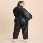 Faux Leather Straight Jumpsuit image number null