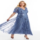 Embellished V-Neck Gown With Godets image number 0
