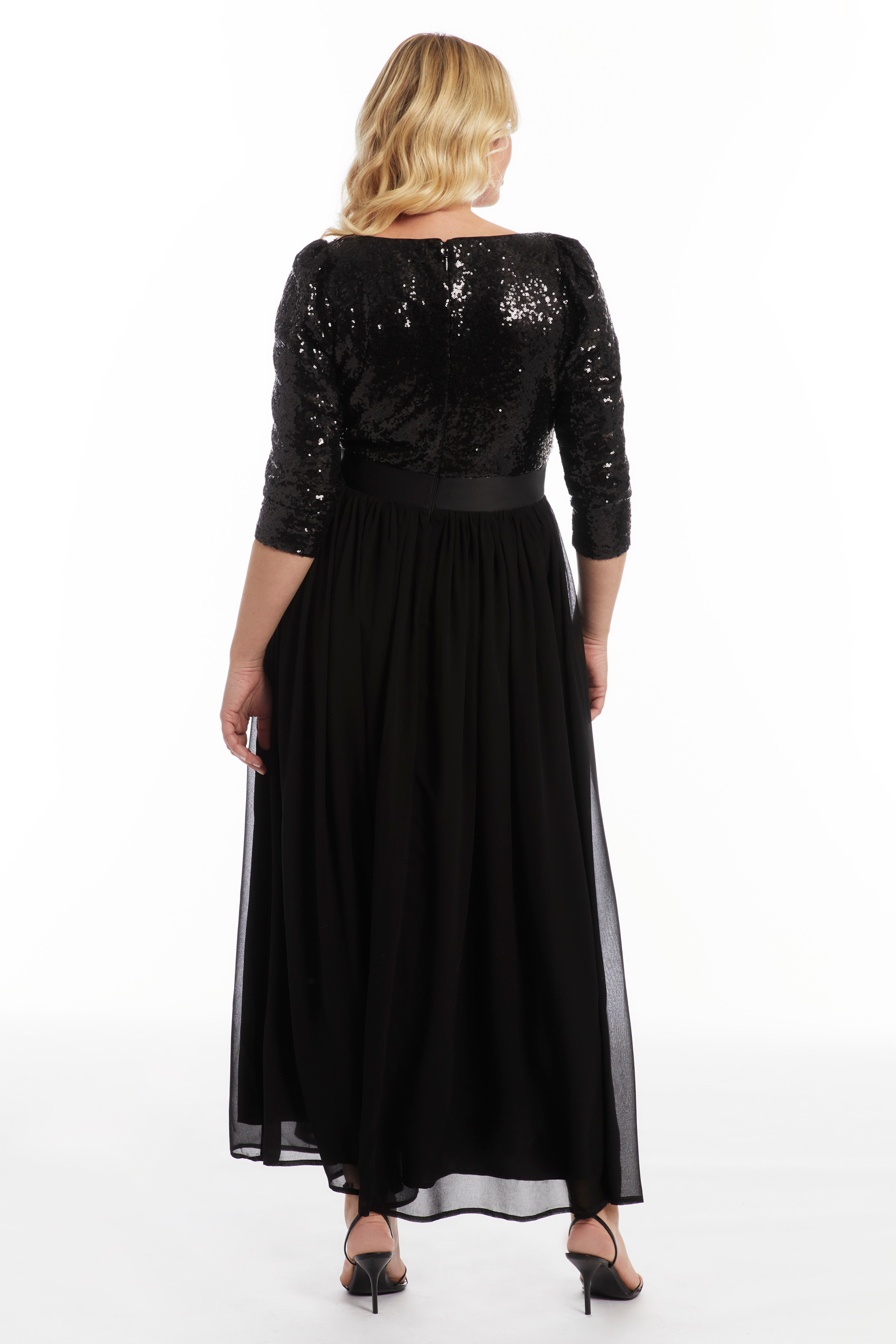 Sequin V-Neck Chiffon Maxi Dress image number 2