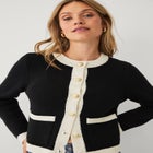 Boxy Gold Button Front Cardigan image number 2