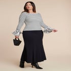 Striped Sweater With Flared Sleeve image number null