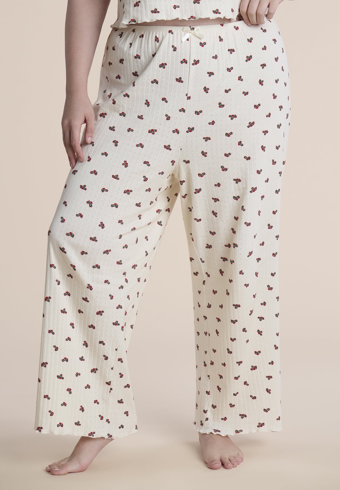 Printed Pointelle Pajama Set image number 3
