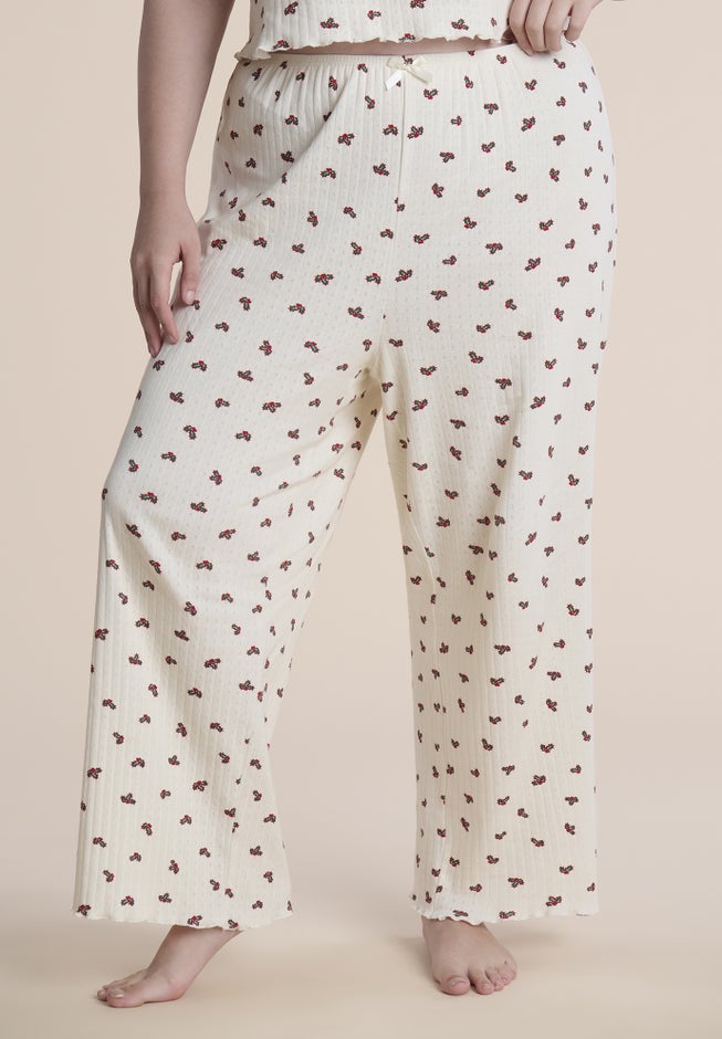 Printed Pointelle Pajama Set image number 3