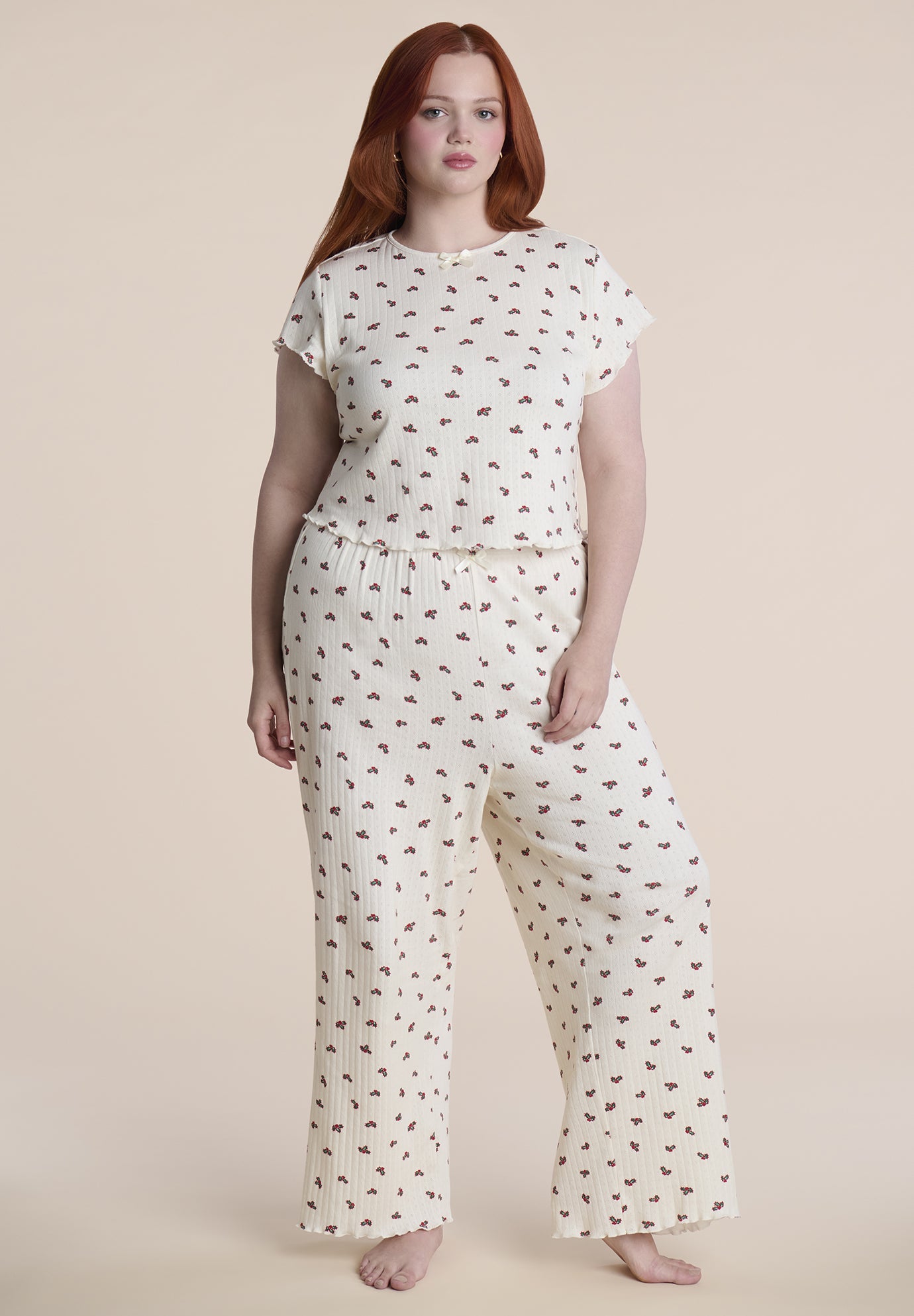 Printed Pointelle Pajama Set image number 0