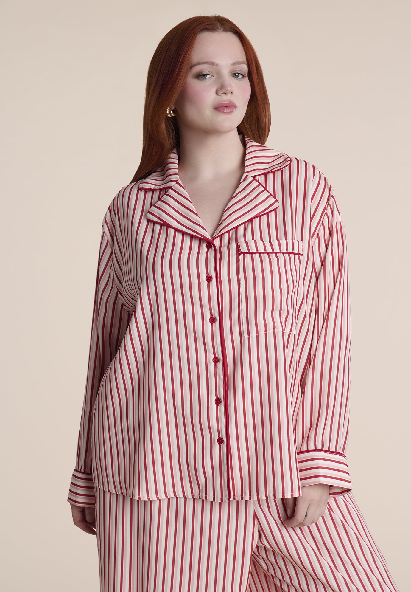 Striped Satin Pajama Set image number 1