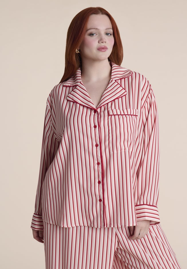 Striped Satin Pajama Set image number 1
