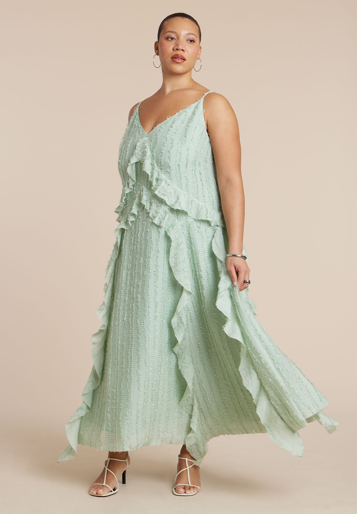 Textured Ruffle Cami Dress image number 1