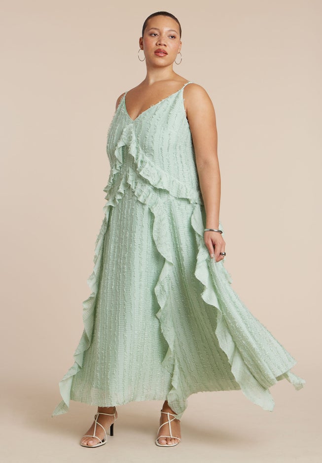 Textured Ruffle Cami Dress image number 1